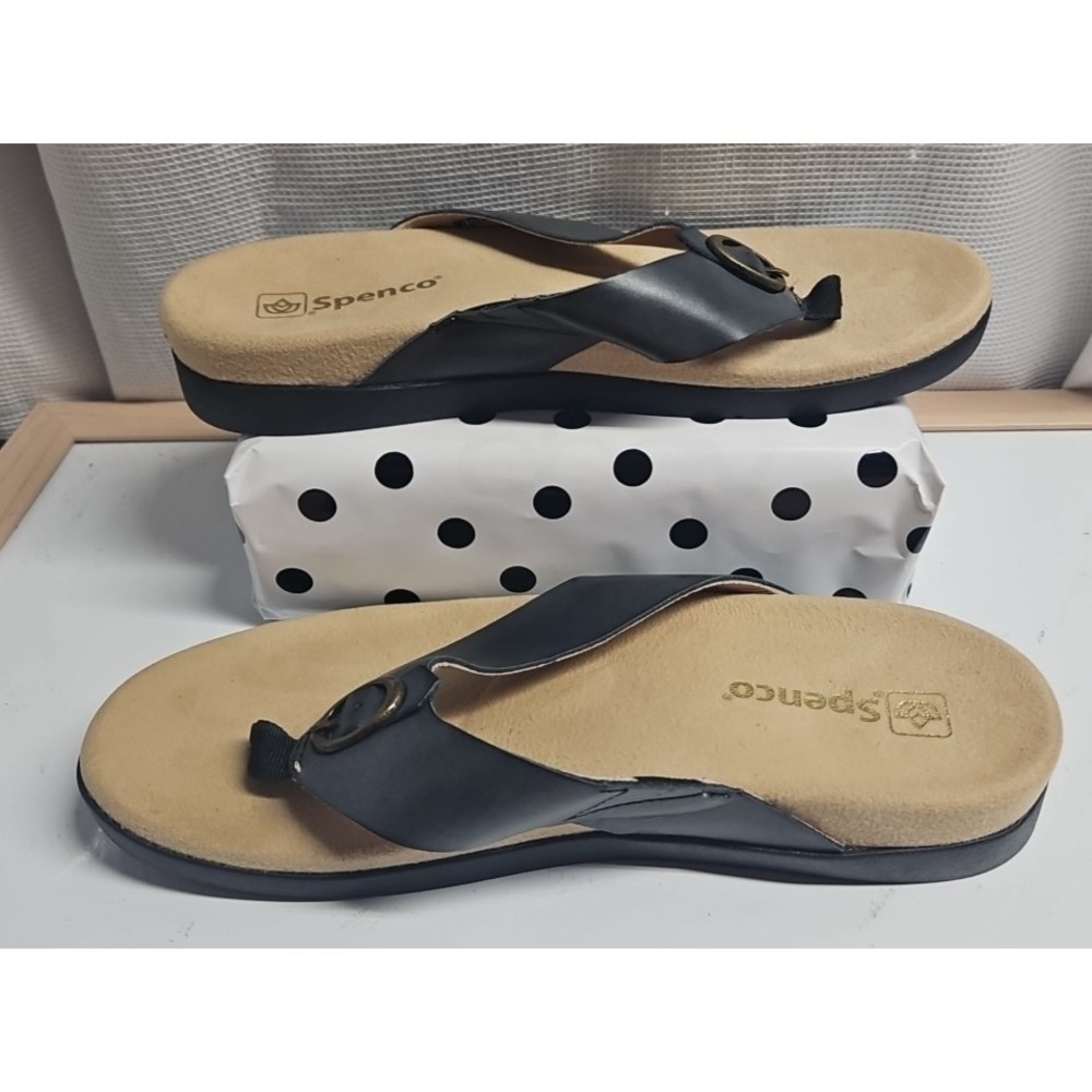 Spenco Women's Coronado Sandal thong slides Black‎ 9.5 D (Wide)